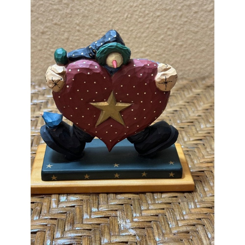1998 Williraye Studios WW2242 Snowman With Heart Star Christmas Figurine